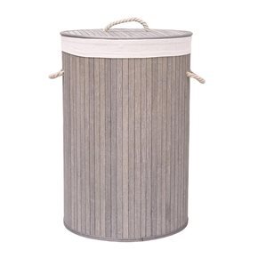 CESTO PLEGABLE R. D40X60CM C/TAPA,FUNDA BAMBÚ GRIS