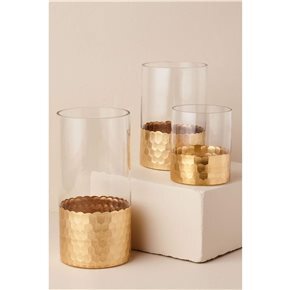 FLORERO VIDRIO TRANS. D10x15CM DORADO