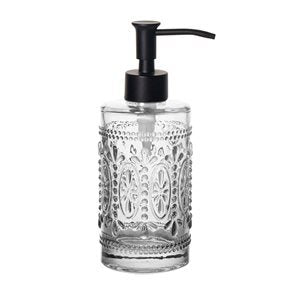 DISPENSADOR DE JABON VIDRIO D7.5x19.5CM FLORES