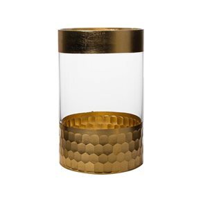 FLORERO VIDRIO TRANS. D12.5x19.5CM DORADO