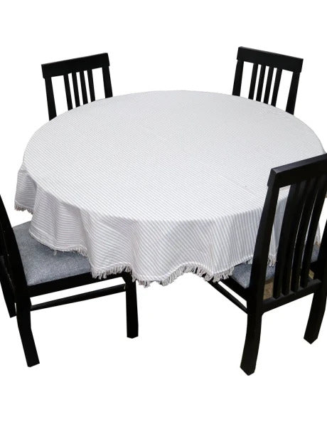 MANTEL REDONDO ALGODÓN D160CM RAYAS BEIGE