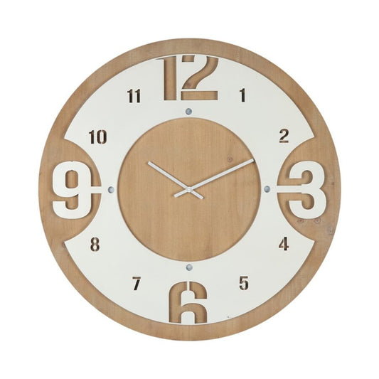 RELOJ DE PARED MDF D68X68X4.5CM BLANCO Y MADERA