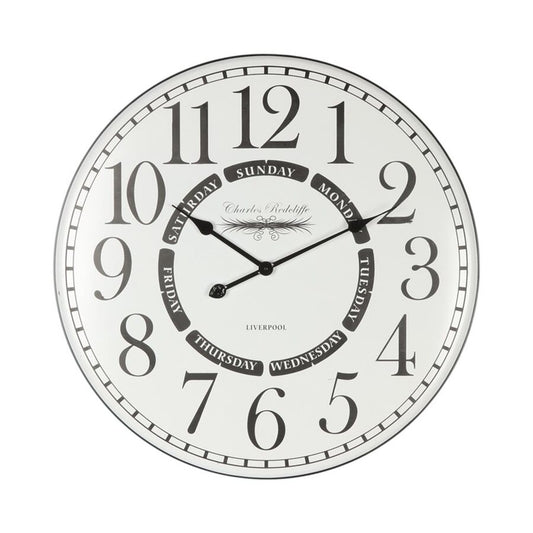 RELOJ DE PARED HIERRO D69.5X69.5X3.5CM SEMANAL COLOR BLANCO