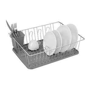 ESCURRIDOR A.CROM BANDEJA/CUB GRIS. 41X32X12.5CM