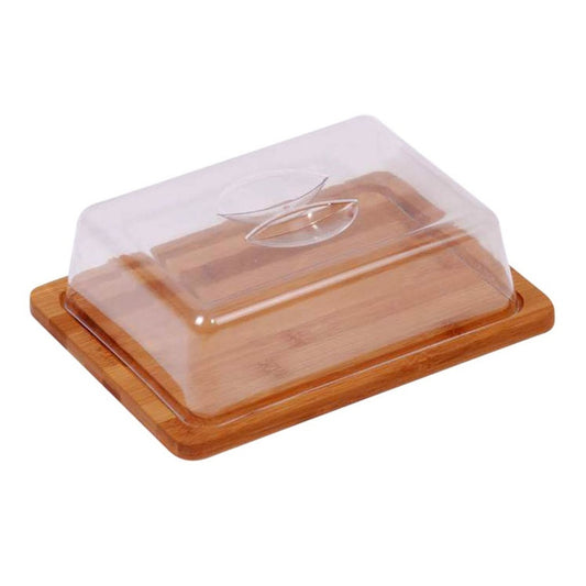 QUESERA MADERA BAMBOO C/ACRILICO 25x19x7.5CM NATU