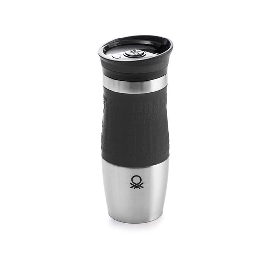 TRAVEL MUG 400ML ACERO INOX BENETTON BLANCO/NEGRO