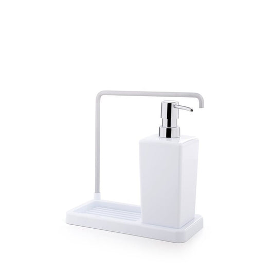DISPENSADOR JABON C/PORTA TRAPO 9X7.5X20CM BLANCO