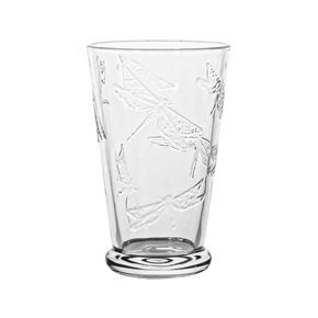 VASO LARGO VIDRIO LABRADO 410ML INCOLORO LIBELULA