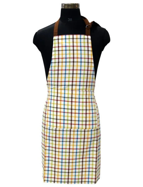 DELANTAL ALGODÓN 60X85CM CUADROS MULTICOLOR