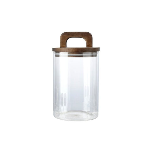 RECIPIENTE BORO 800ML TAPA MADERA ACACIA D10XH17.3CM