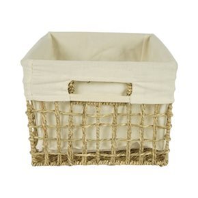 CESTO FORRADO C/TELA SEAGRASS 25X25XH20CM NATURAL