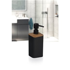 DISPEN. JABON MINA C/MADERA CUADRADO RAYAS NEGRO