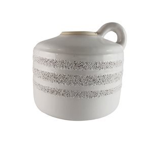 MACETA CERAMICA C/ASA ANILLOS 20X20X19CM BLANCO