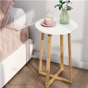 MESA REDONDA 40X40X60 CM BAMBOO CON BLANCO