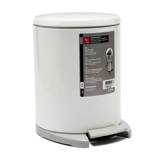 PAPELERA CIGO ACERO 6L D20X28CM BLANCO MATE