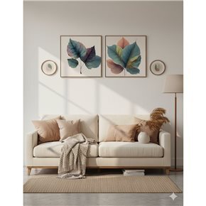 CUADRO CANVAS 40x40cm MARCO HOJA POPLAR COLORES 1