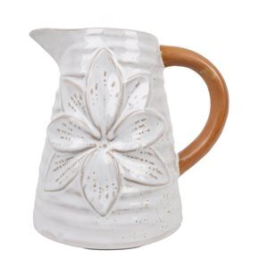 FLORERO DE FLOR 15.5x12x15CM CERAM BLANCO/NATURAL