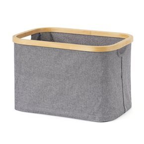 ORGANIZADOR BORDE MADERA 38X26X25CM EXT TELA GRIS