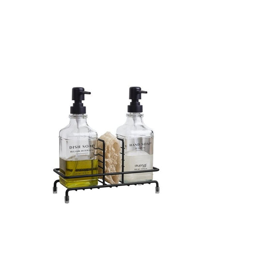 DISPENSADOR DOBLE DE JABON 21.7X9.7XH24CM NEGRO