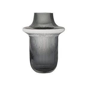 FLORERO VIDRIO LABRADO D16x22CM GRIS