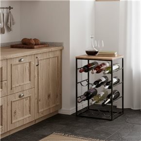 BOTELLERO DE PIE P/12 BOTELLAS 29X28X64CM NAT/NEG