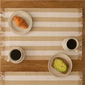 INDIVIDUAL ALGODÓN 35X45CM RAYAS ANCHAS BEIGE