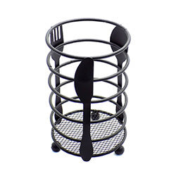 PORTACUBIERTOS METAL REDONDO D11X16CM METAL NEGRO