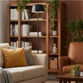 LAMPARA DE PIE D24x150CM BOMBE METAL NEGRO