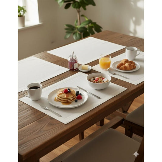 INDIVIDUAL ALGODÓN PESPUNTES 35X45CM LISO BLANCO