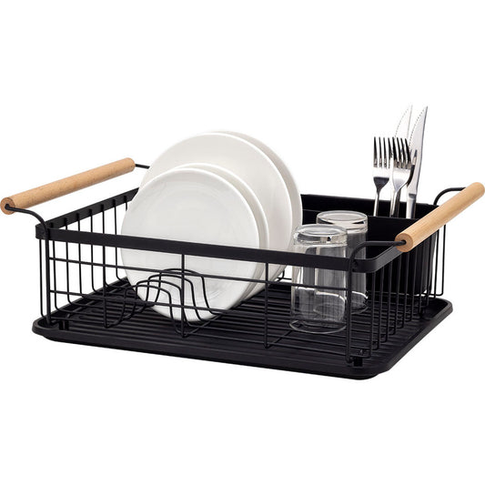 ESCURRIDOR METAL C/ASAS MADERA NEGRO. 47x30x16CM