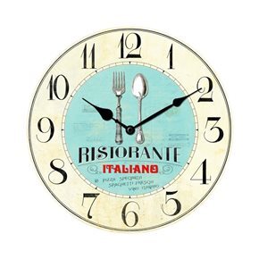 RELOJ DE PARED MDF D28.8X3.5CM CUBIERTOS RISTORANTE