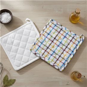 AGARRADERA ALGODÓN 20X20CM CUADROS MULTICOLOR