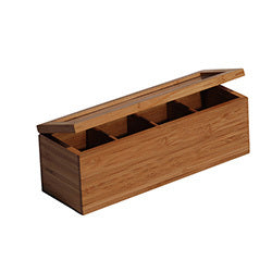 CAJA PARA TE C/TAPA 4 DIV 26.5x9xH9CM BAMBOO