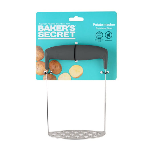 PISA PAPA 17.5CM PP/ACERO INOX. GRIS/ROJO