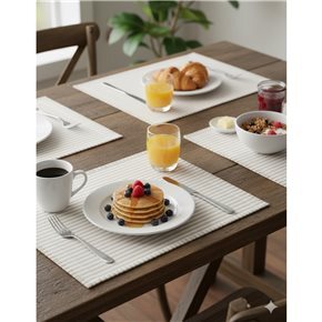 INDIVIDUAL ALGODÓN PESPUNTES 35X45CM RAYAS BEIGE