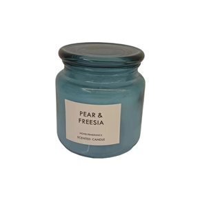 VELA FRASCO C/TAPA VIDRIO D10x8CM CELESTE COTTON