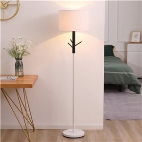 LAMPARA DE PIE D38x160CM TELA/METAL BLANCO