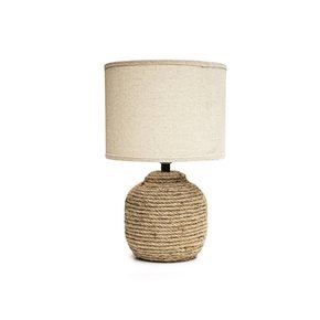 LAMPARA PORCELANA SISAL D20x32CM CAMEL/BLANCO