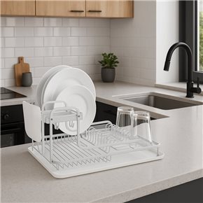 ESCURRIDOR 2NIV 42X29X21CM ALUMINIO C/BANDEJA