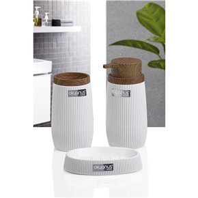 SET 3PCS BAÑO STELLA PP C/MADERA BLANCO