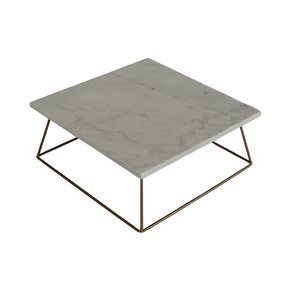 SOPORTE MARMOL 30x30x12CM DORADO/BLANCO