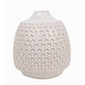 FLORERO RELIEVES D9x10CM CERAMICA BLANCO