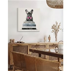 CUADRO CANVAS 40x40cm PERRO BULLDOG NEGRO 2