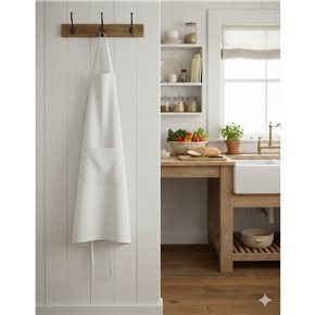 DELANTAL ALGODÓN PESPUNTES 60X85CM LISO BLANCO