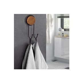 PERCHERO PARED DOBLE GANCHO LARGO 16CM NEGRO/MADERA