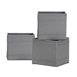 SET 3 ORGANIZADORES TELA 14x14x13CM GRIS