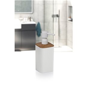 DISPEN. JABON MINA C/MADERA CUADRADO RAYAS BLANCO