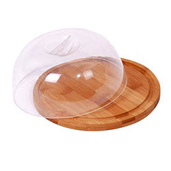 QUESERA MADERA BAMBOO C/ACRILICO D18x8CM NATURAL