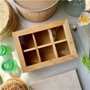 CAJA RECT PARA TE 6 DIV BAMBOO 25X17X8CM