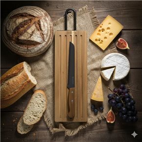 SET TABLA MADERA + CUCHILLO DE PAN 39x13x1.5CM